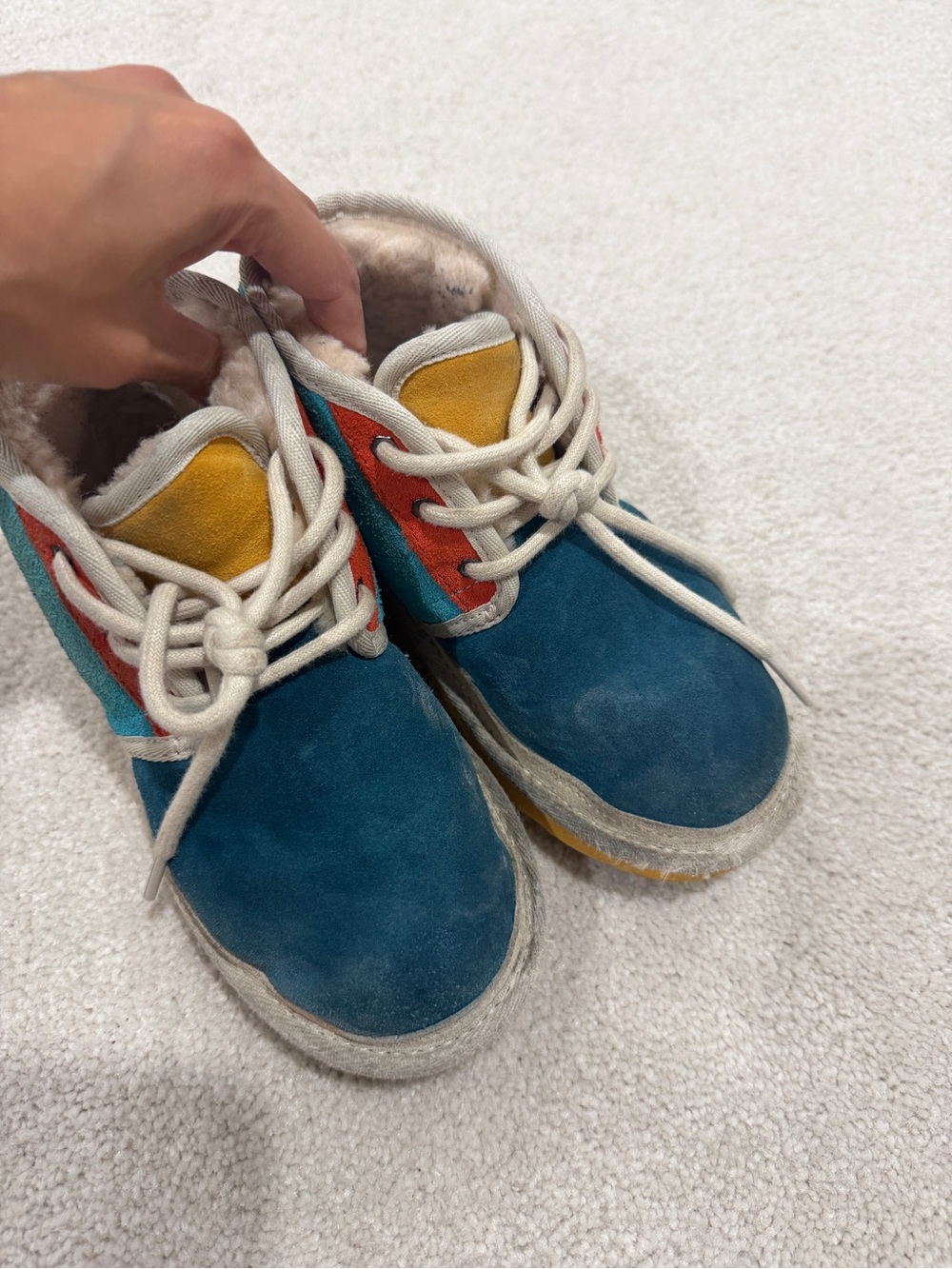 Kids UGG size 13 in Teal and Yellow